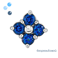 Топ Цветок Blue Dark White Gold безрезьбовой